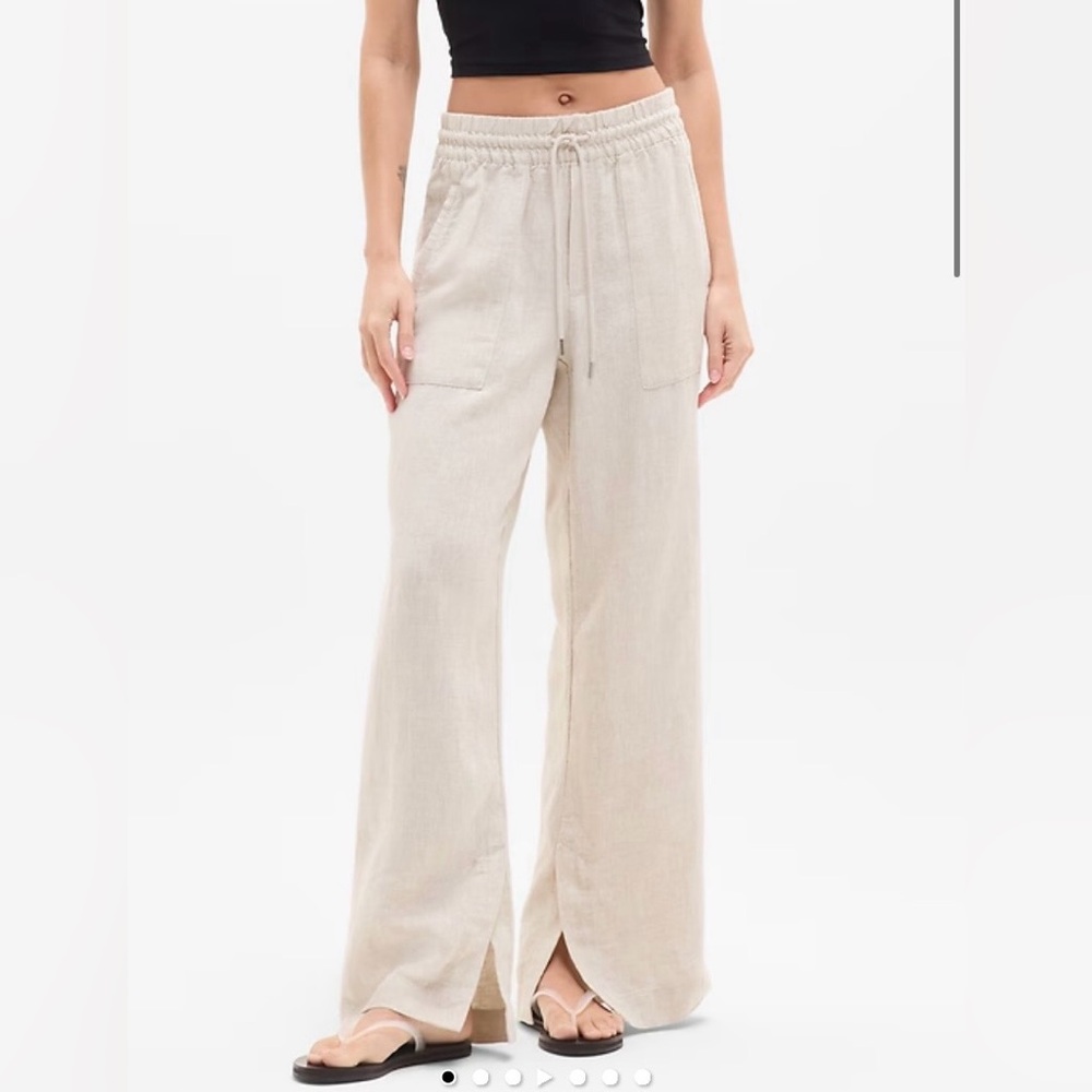 Athleta Retreat Linen High Rise Wide Leg Pant in Undyed